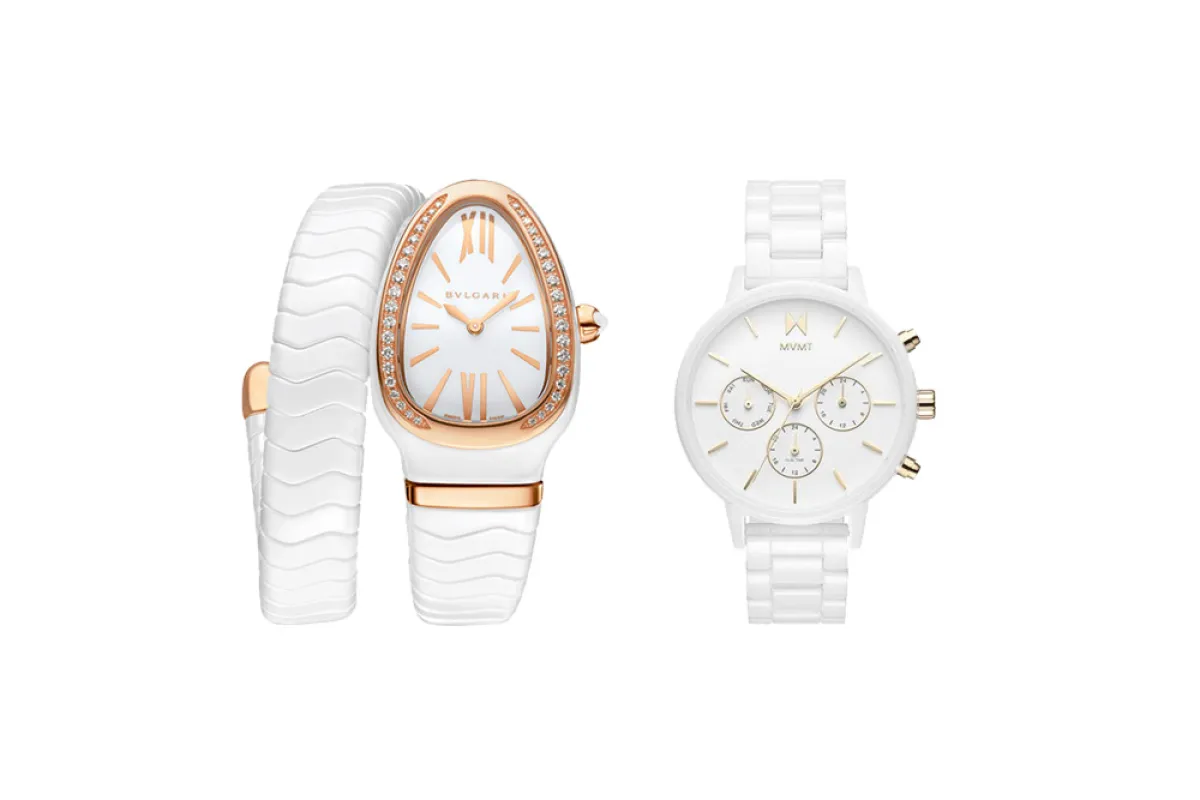 موديلات ساعات يد من السيراميك الأبيض للنساء