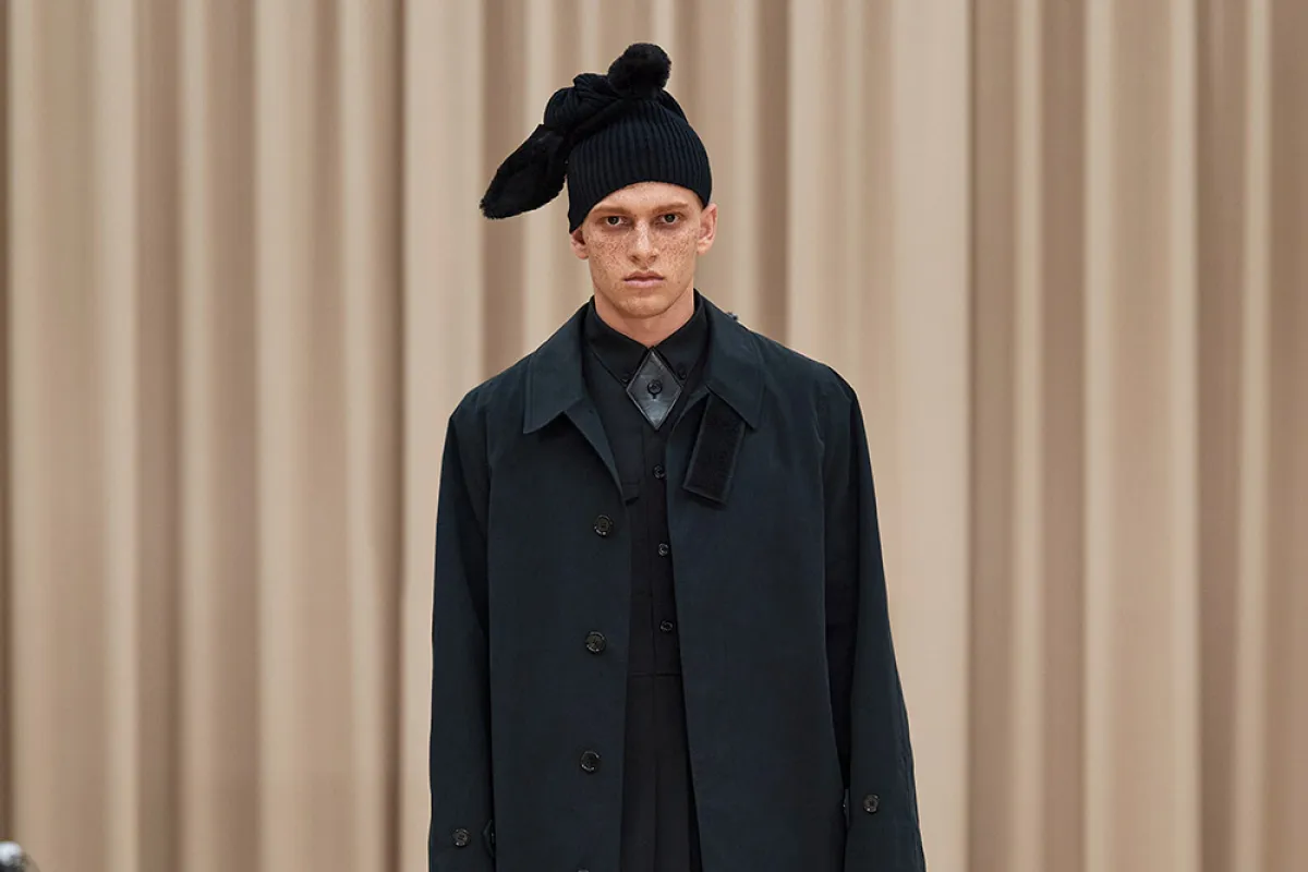 قبعة شتوية رجالية باللون الأسود من بربري  Burberry