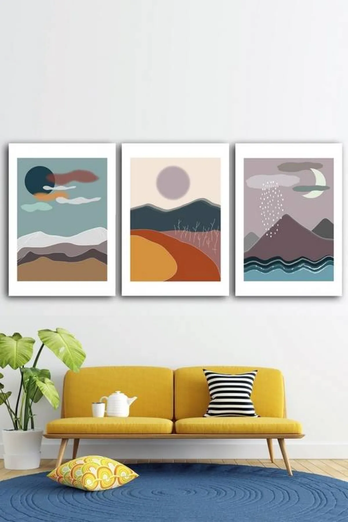 اللوحات الفنّية في غرفة الجلوس