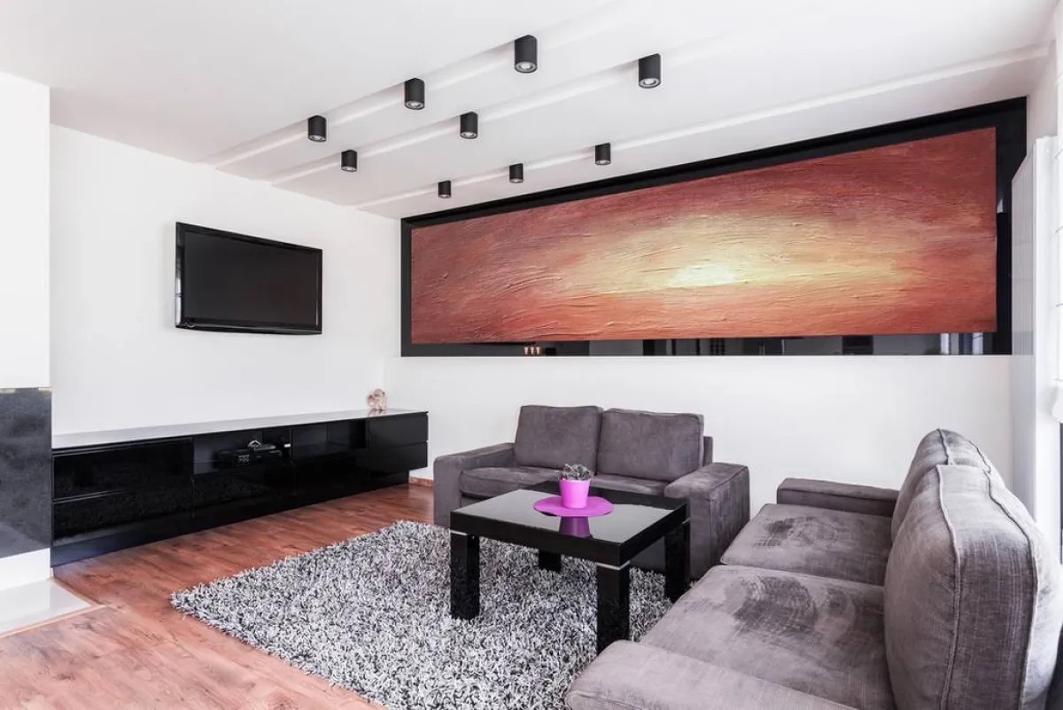 في الغرفة التي تتبع الطراز المعاصر، يكفي اختيار لوحة واحدة ضخمة