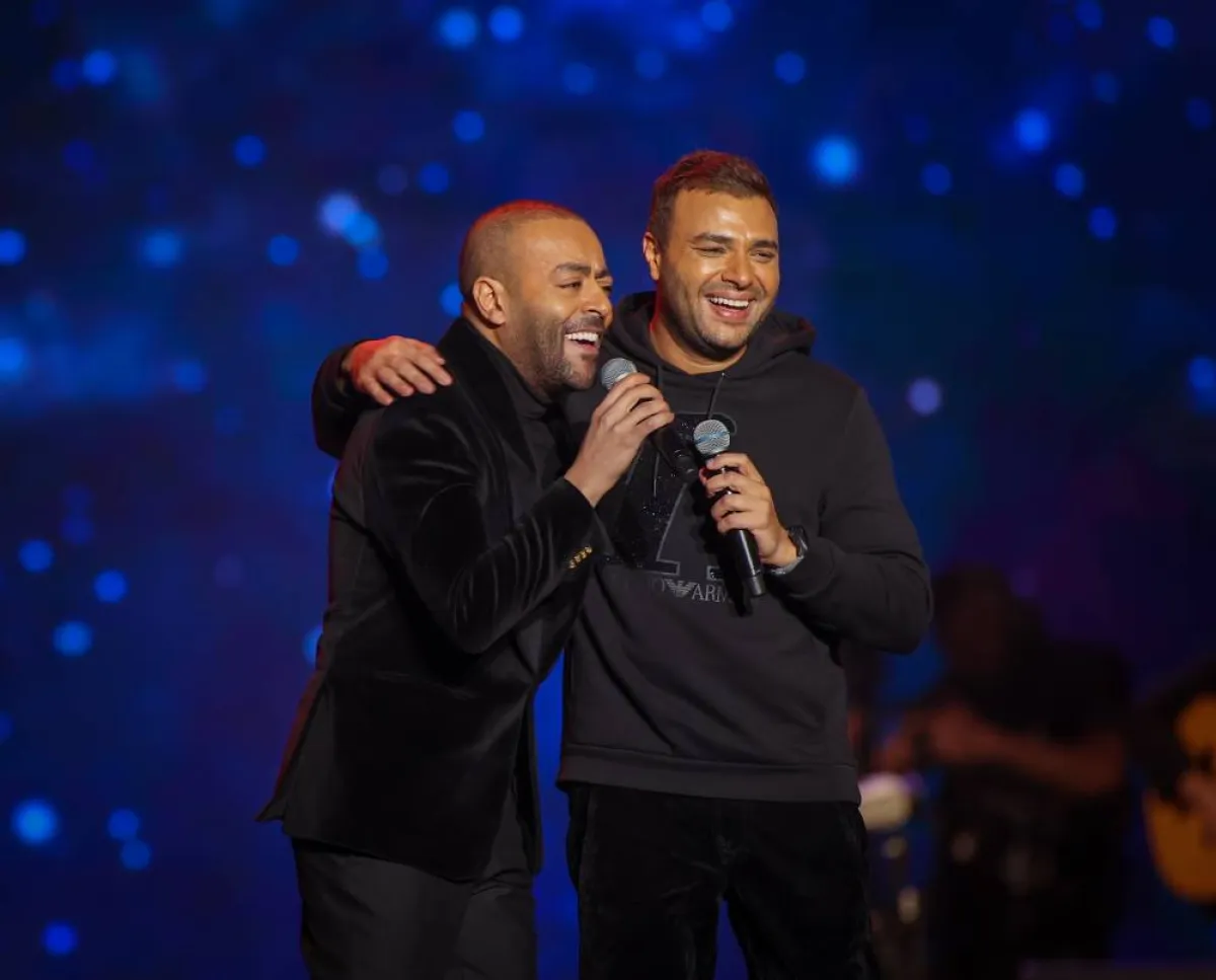 تامر عاشور ورامي صبري يفاجئوا الجمهور بدويتو - الصورة من المركز الإعلامي لبنش مارك