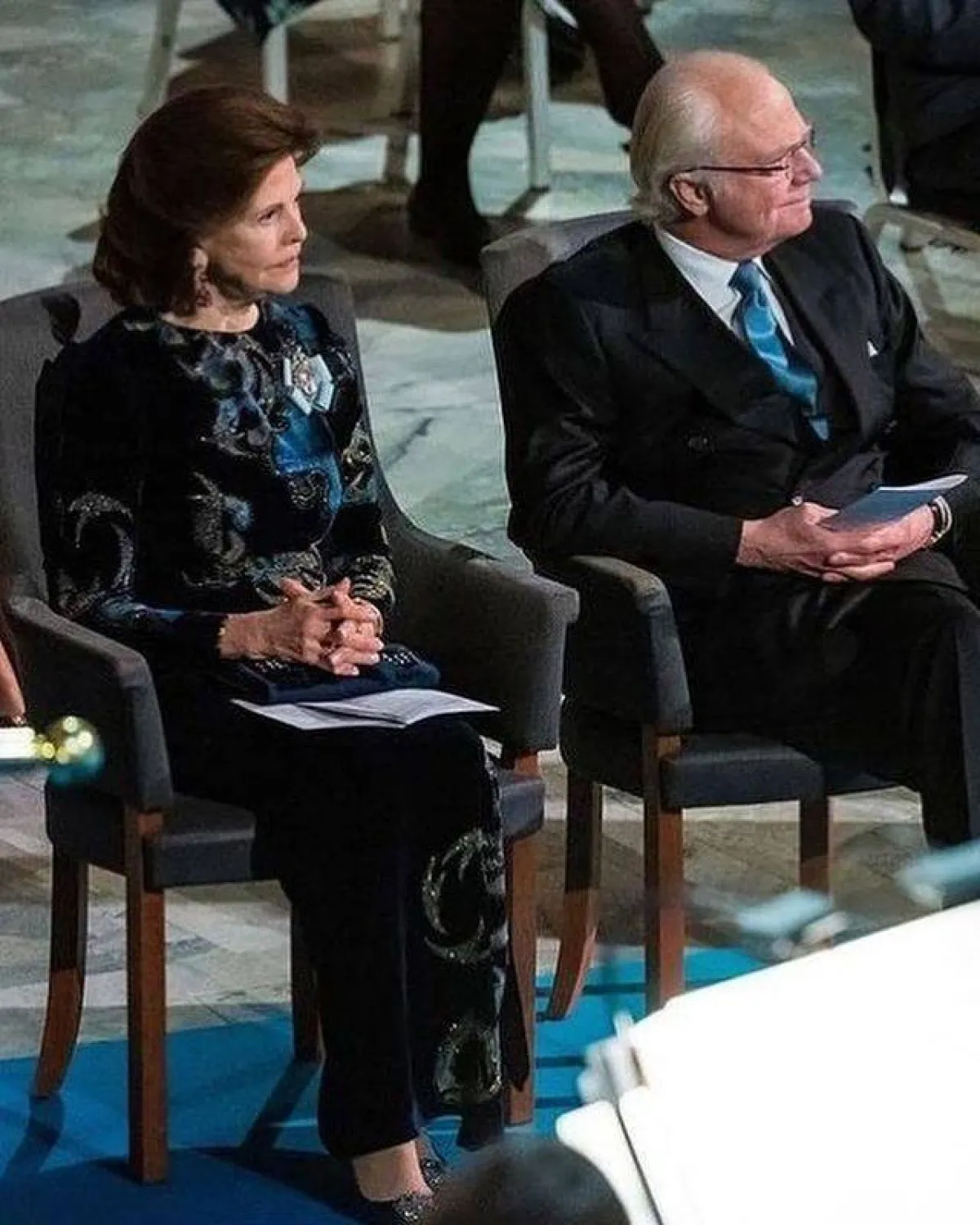 الملك كارل غوستاف والملكة سيلفيا في حفل توزيع جوائز نوبل- الصورة من حساب Europe Royals على إنستغرام