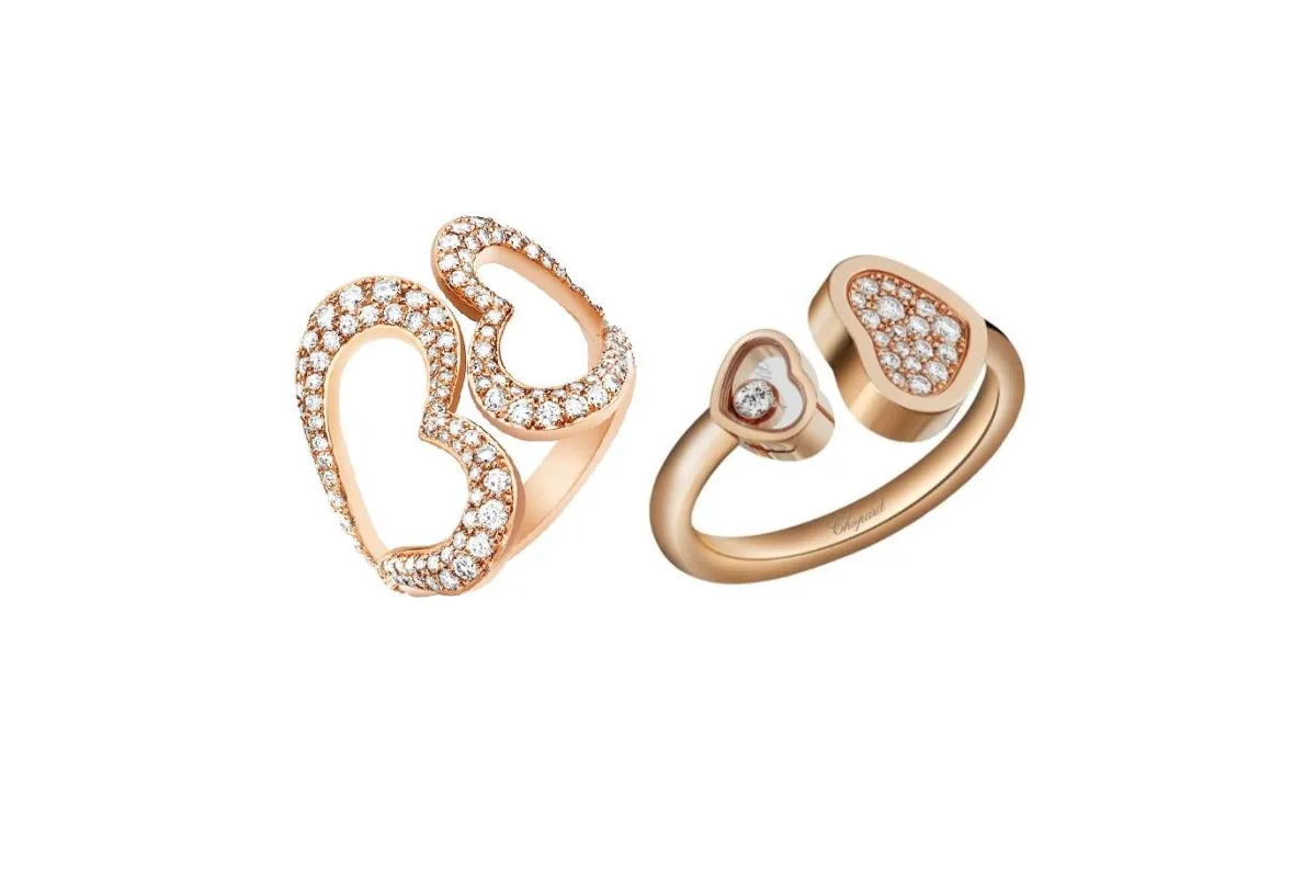 خواتم ذهب وردي على شكل قلب