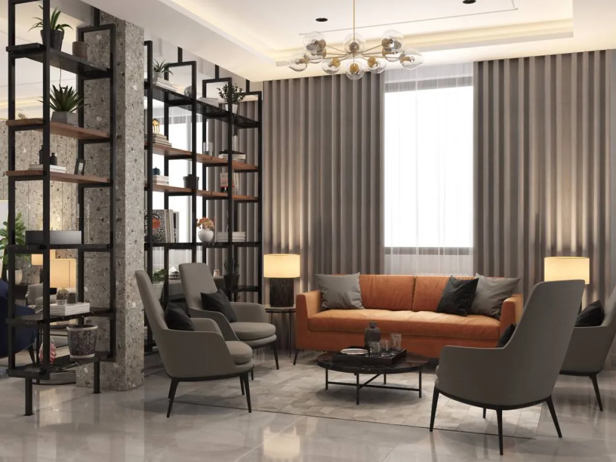 يمكن فصل الأجزاء عن بعضها البعض، بوساطة قطع الأثاث أو الإضاءة