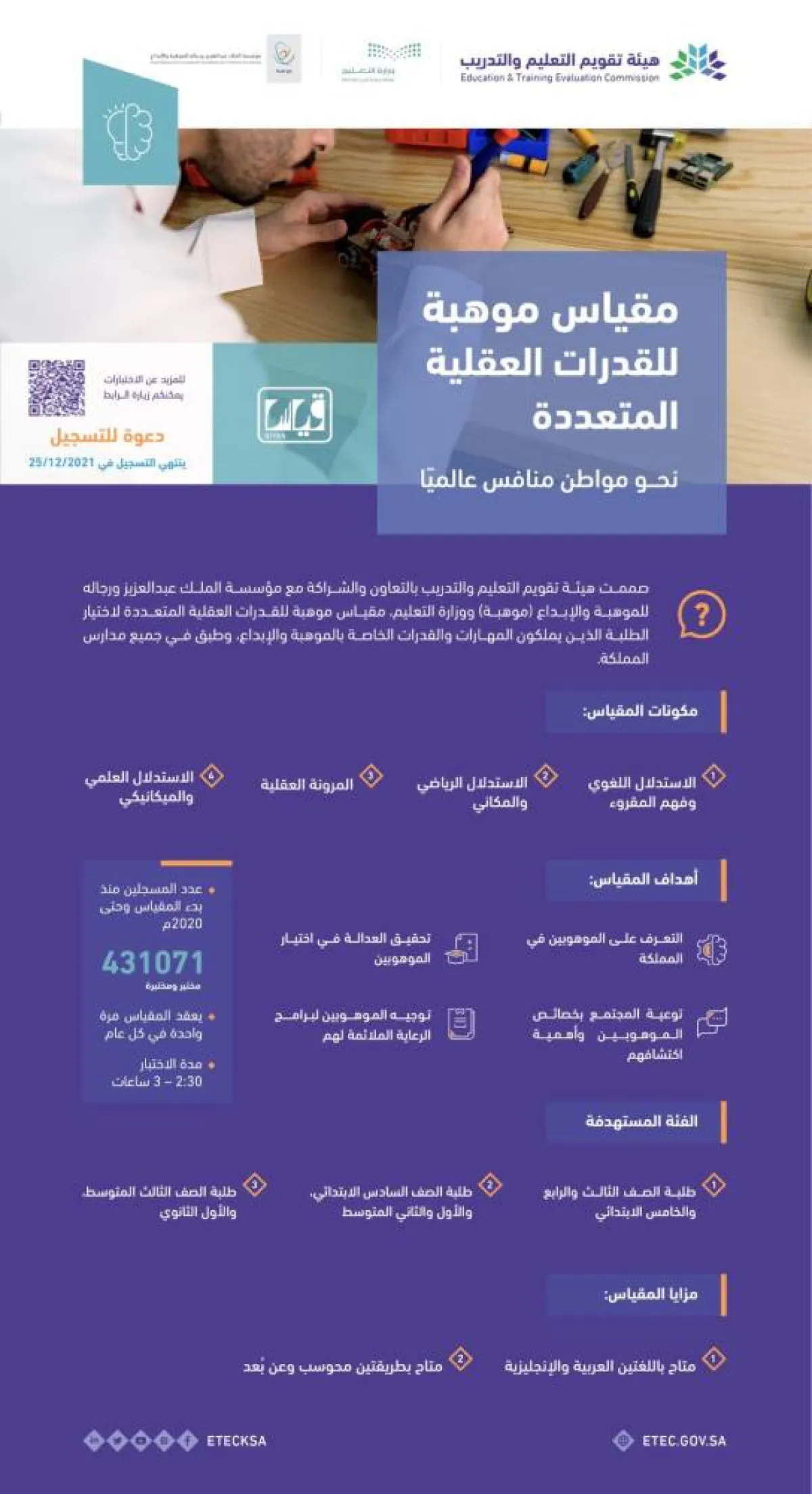 500 طالب وطالبة أدو مقياس موهبة منذ إطلاقة