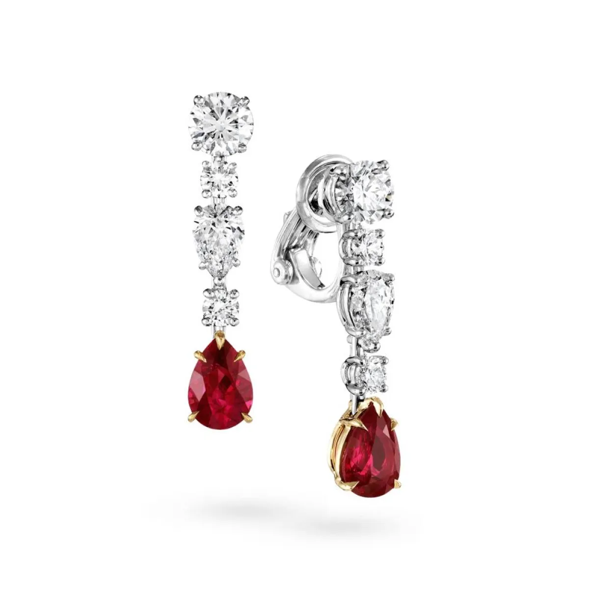 أقراط Diamond and Ruby Drop Earrings من هاري وينستون Harry Winston
