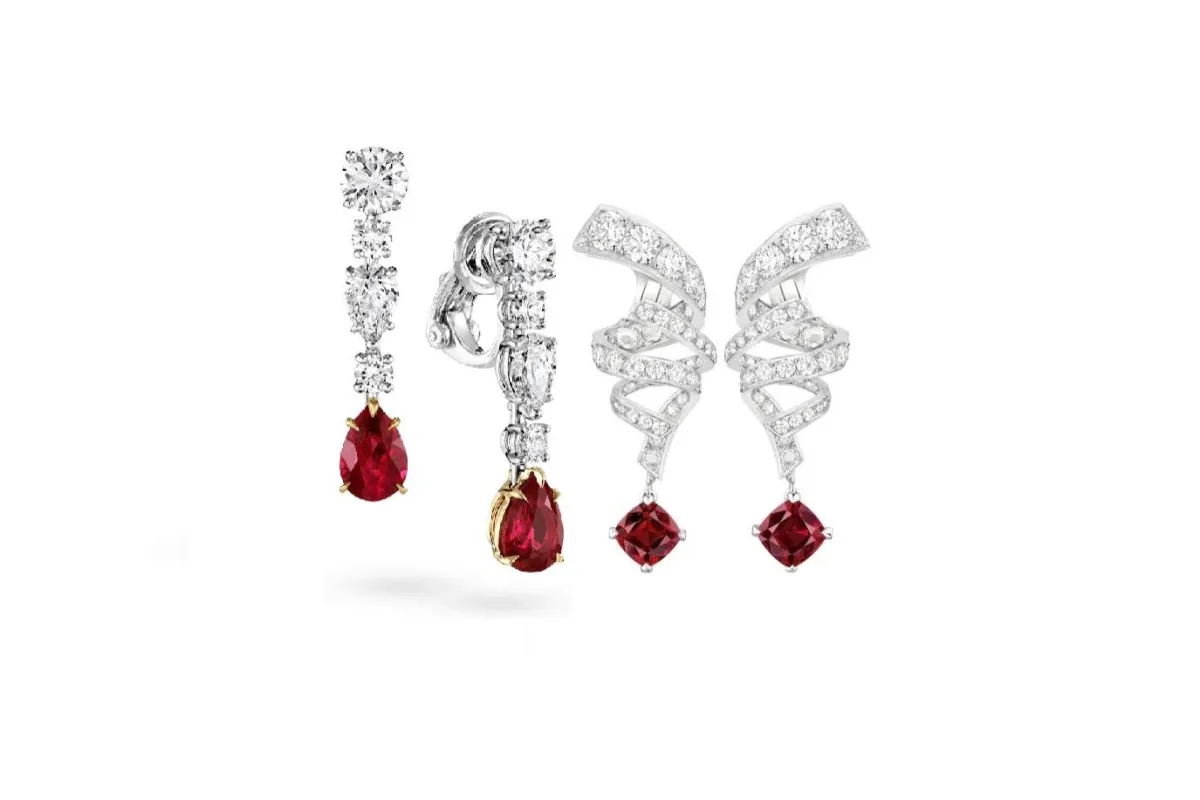 اقراط مرصعة بالياقوت الاحمر 2022