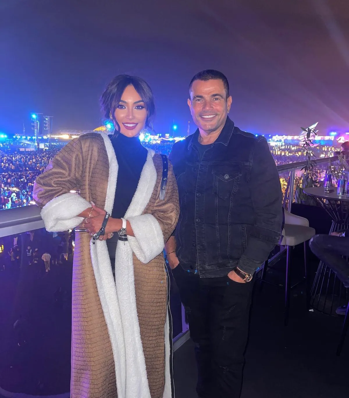 نور الغندور وعمرو دياب في مدل بيست - الصورة من حسابها على الانستجرام