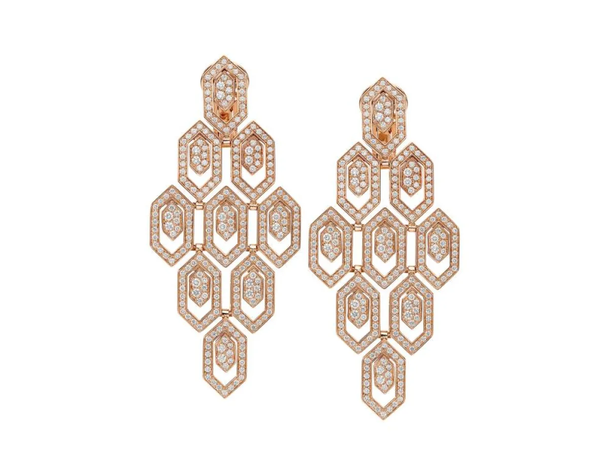 أقراط ذهب وردي طويلة من بلغاري