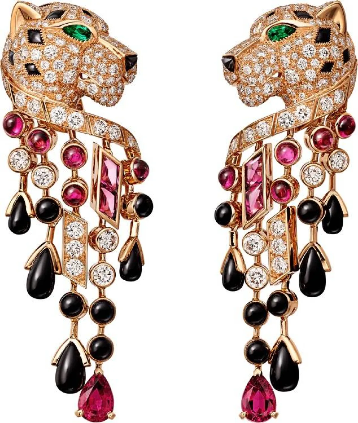 أقراط ذهب وردي طويلة من كارتييه