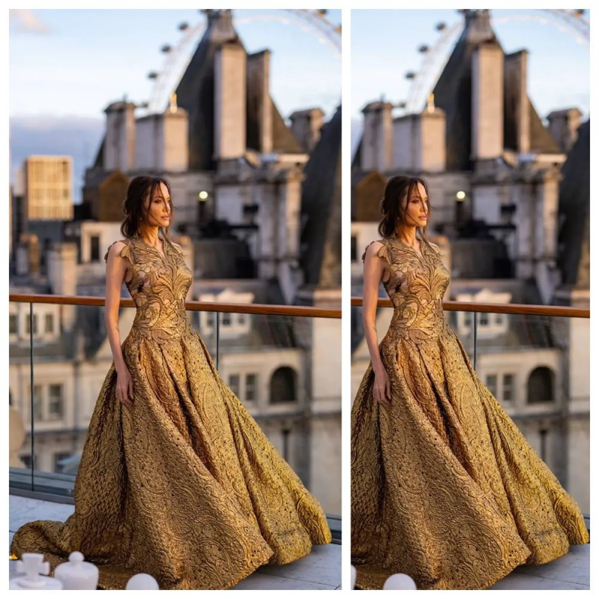 أنجلينا جولي ترتدي الفستان البرونزي 