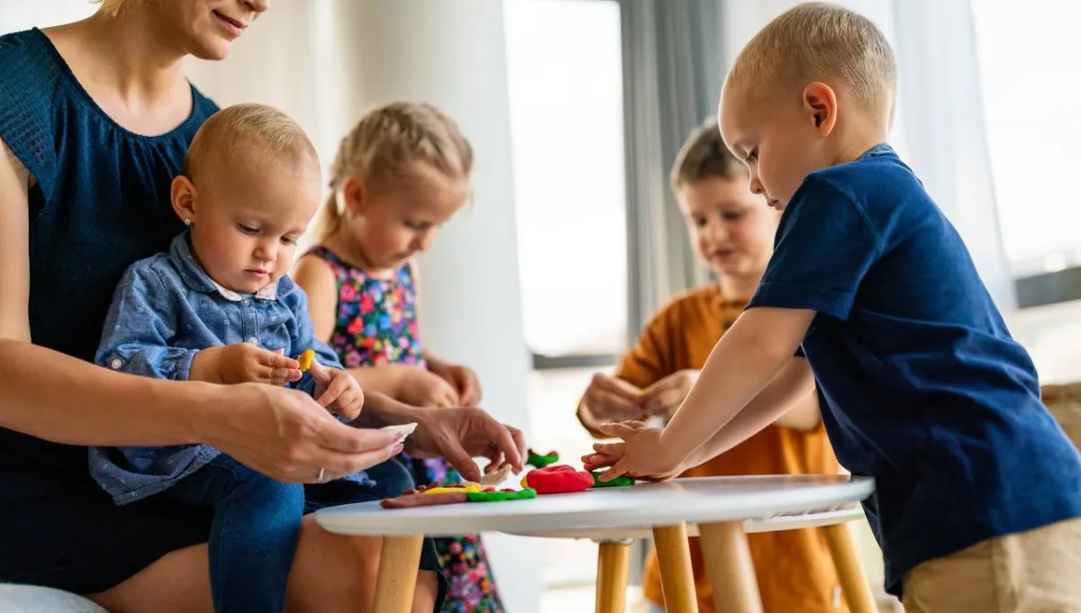 صورة لأطفال يشكلون الصلصال