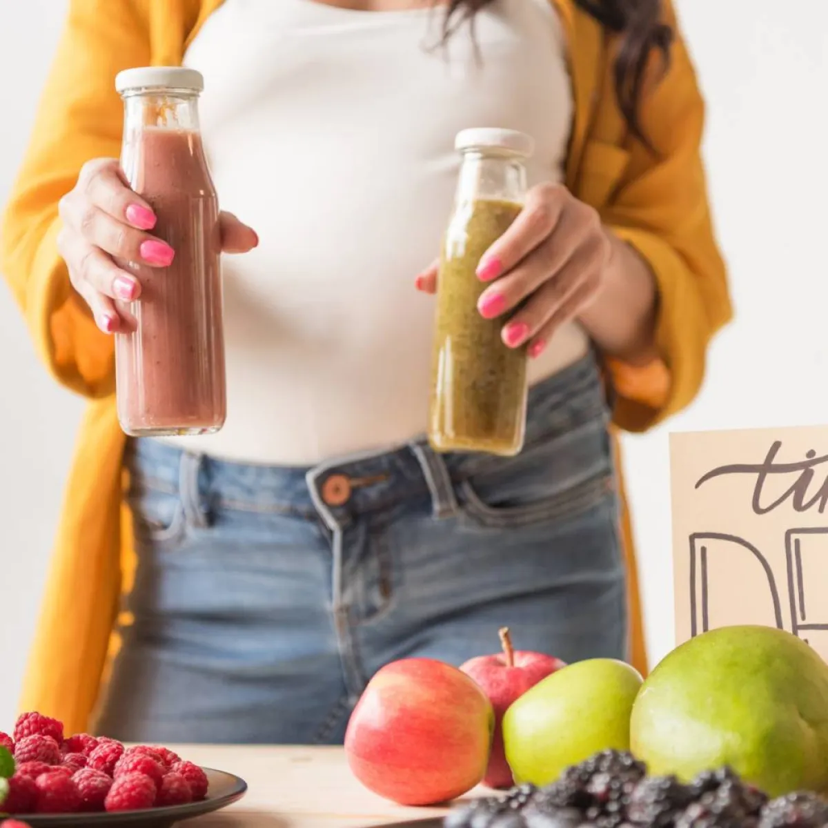 صورة لحامل وألوان من العصائر