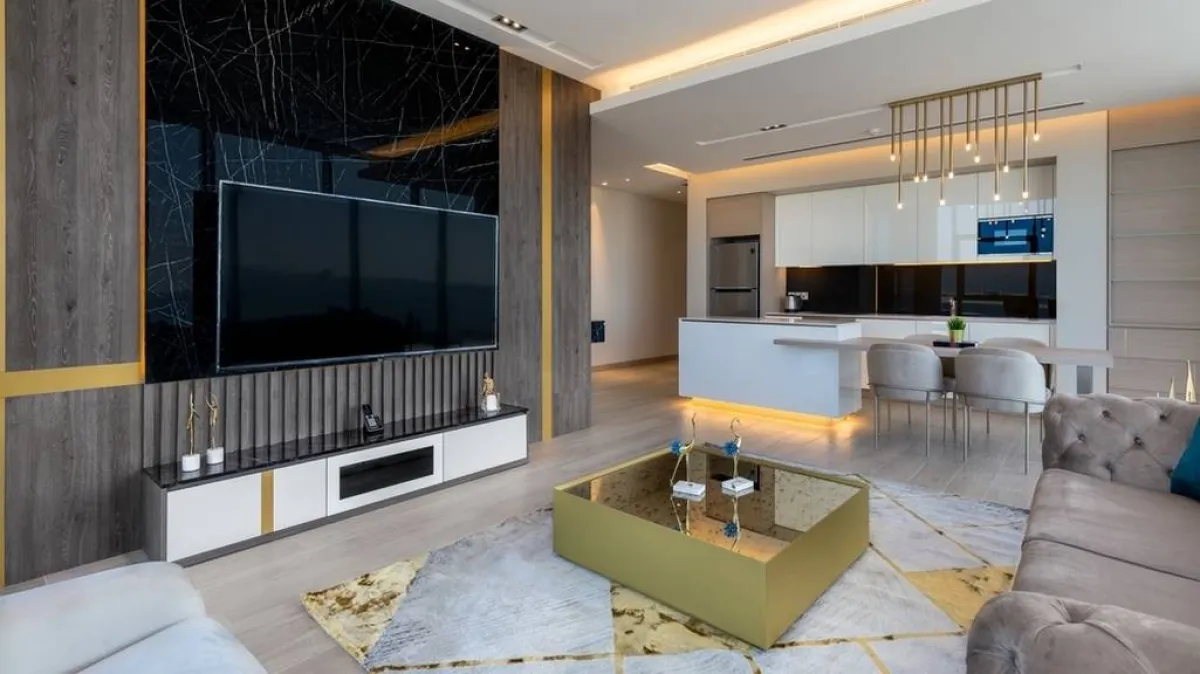 نموذج من ديكورات حامل التلفزيون الخشبي