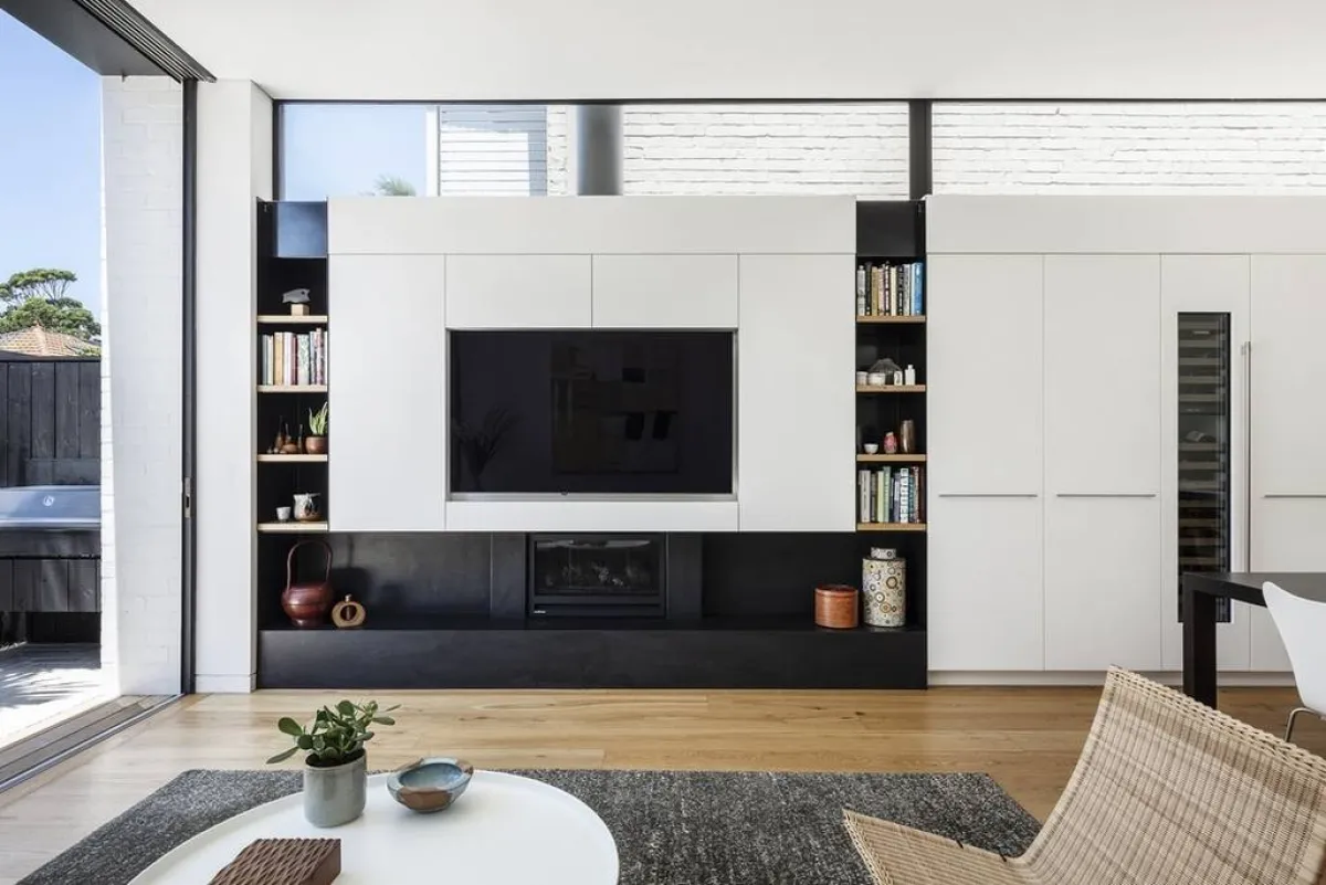 تصميم خشبي فخم للتلفاز