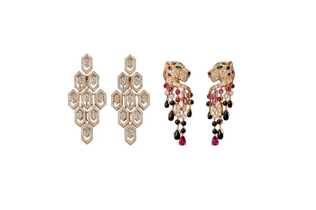 أقراط طويلة من الذهب الوردي لإطلالة أنثوية جذابة لعروس 2022