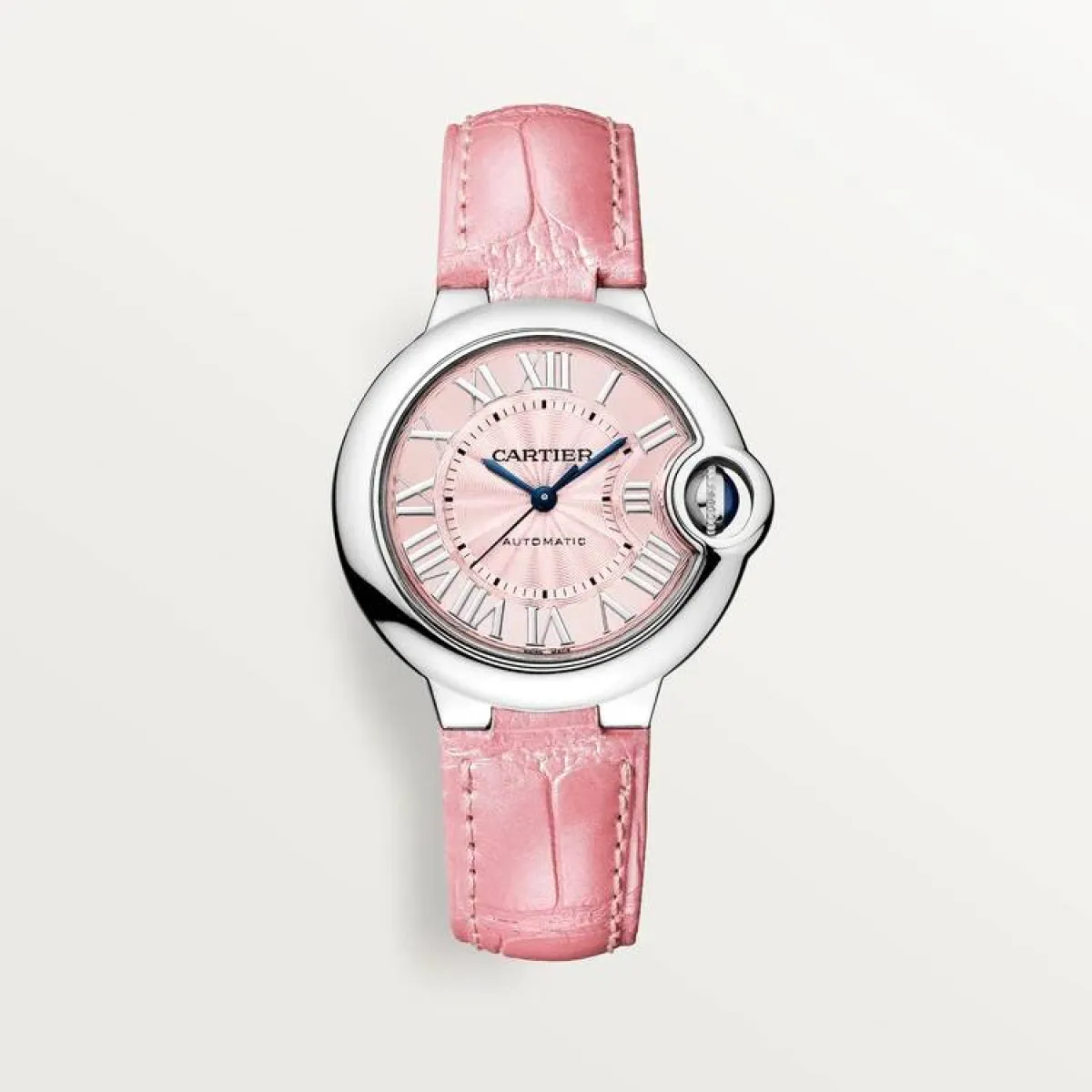 ساعة بسوار جلد وردي من كارتييه