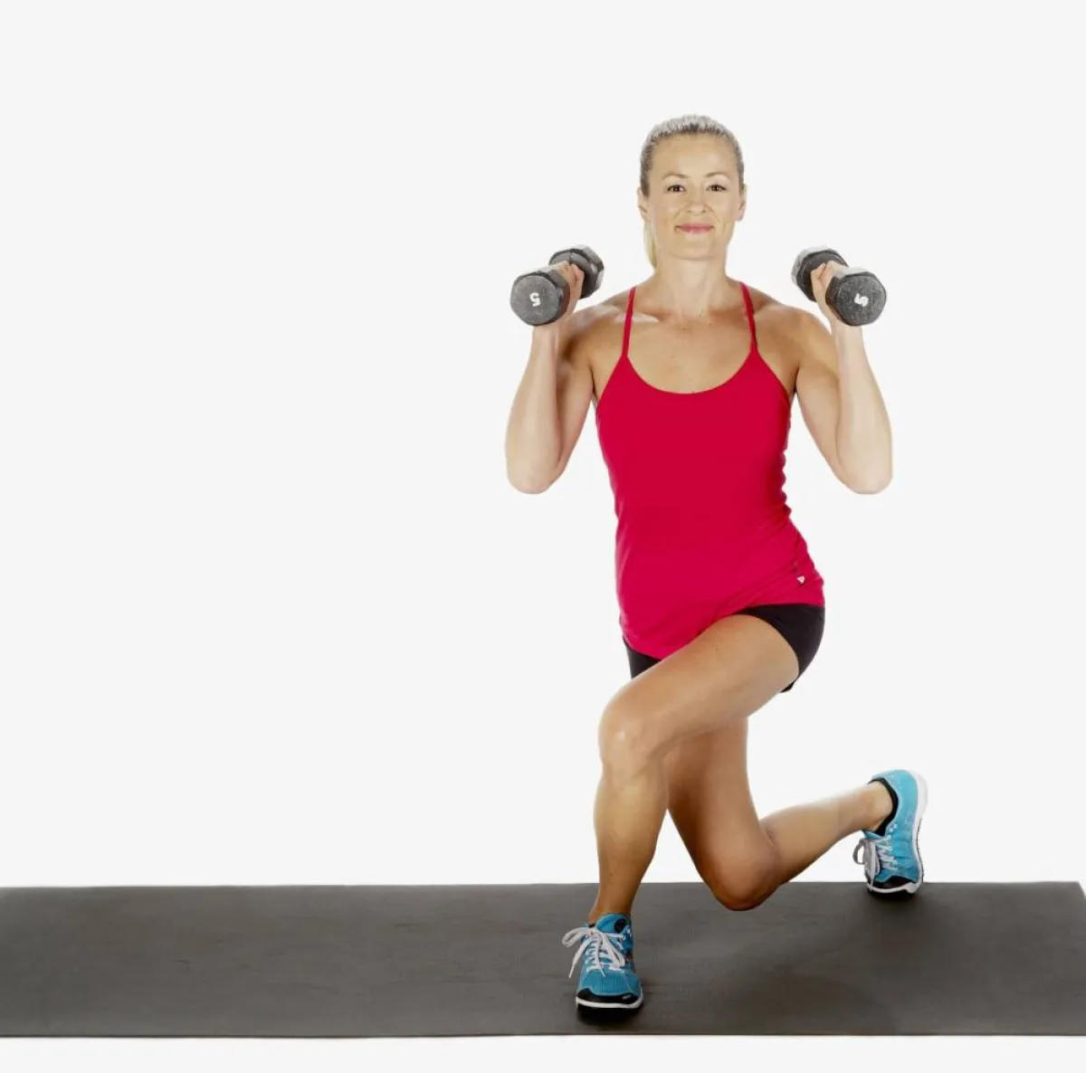 تمرين اللونجز المنحني مع ثني عضلة الباي