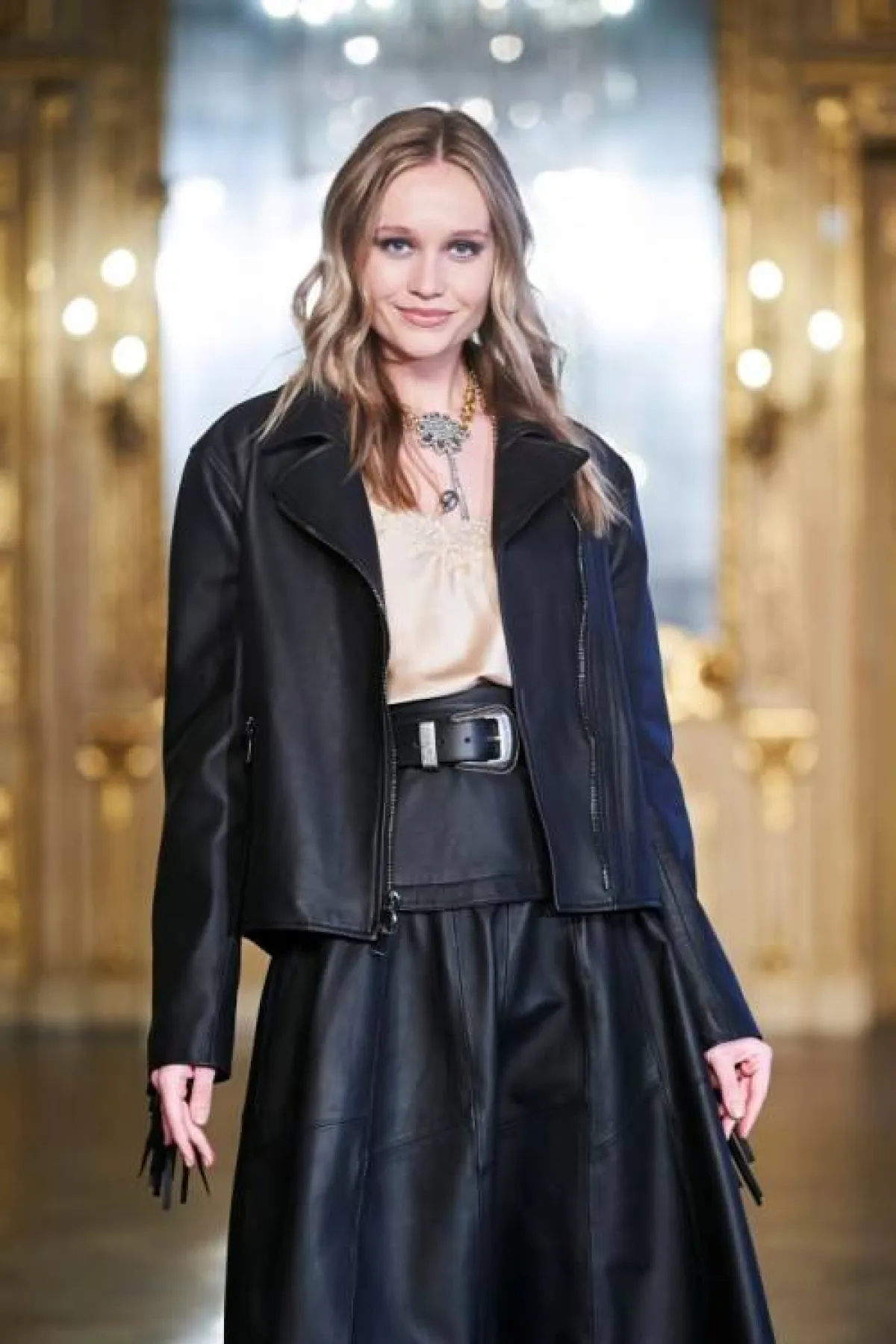 جاكيت جلد باللون الأسود من براسكي  Braschi