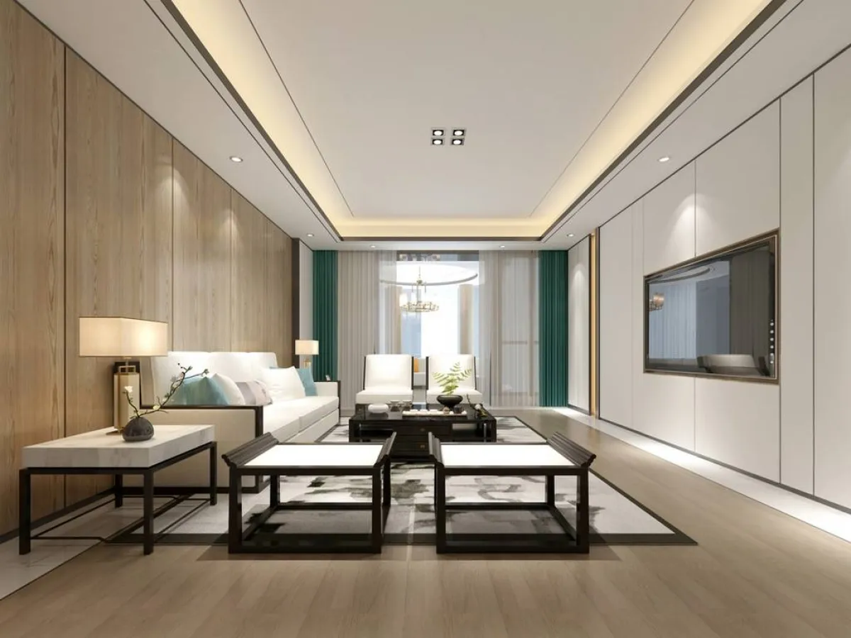 عمل من مادة الجبس منفذ بصورة عصريّةـ في سقف الصالة