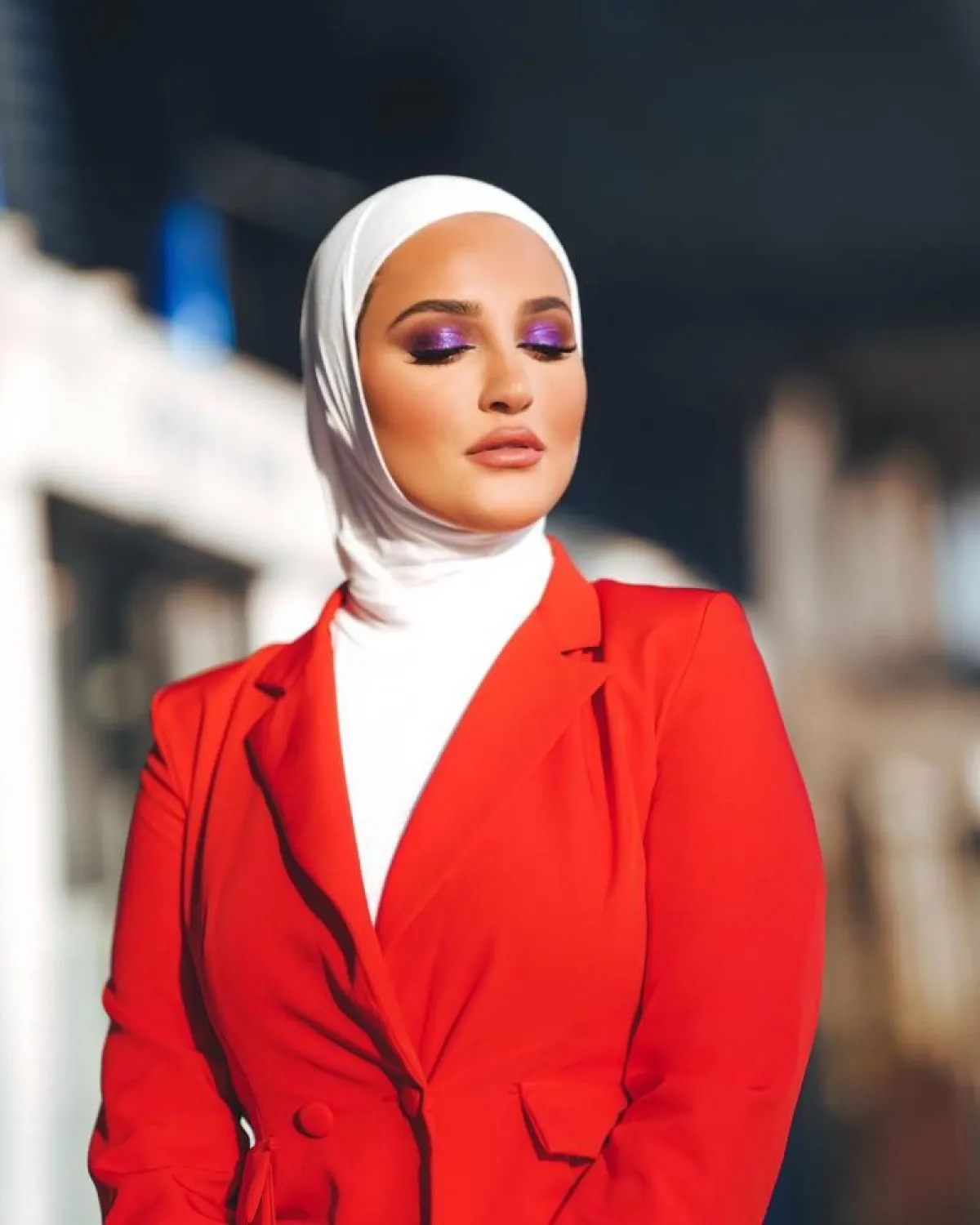 مكياج خليجي بنفسجي للمحجبات