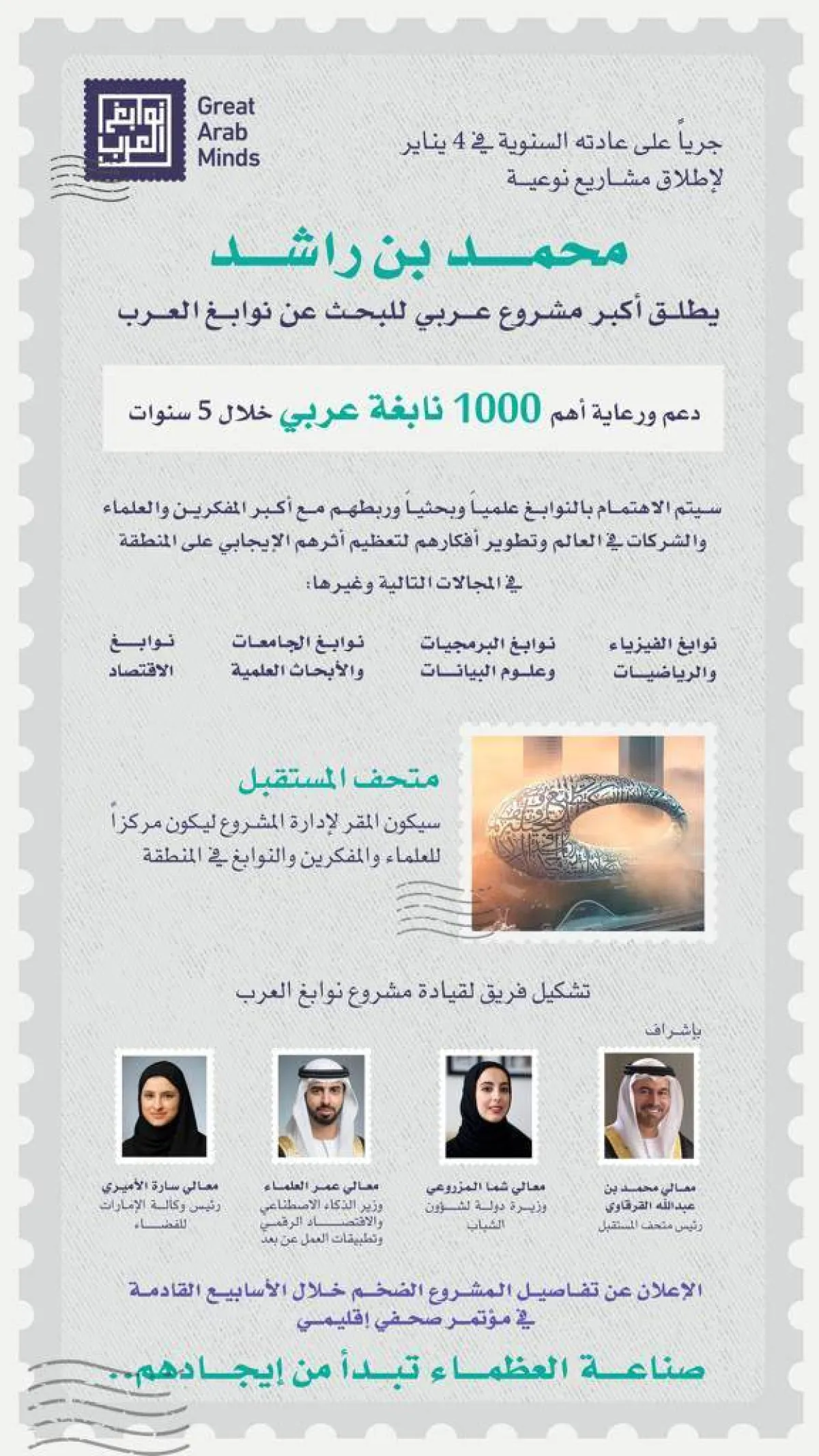 الشيخ محمد بن راشد يطلق مبادرة "نوابغ العرب" - الصورة من حساب الشيخ محمد بن راشد على تويتر