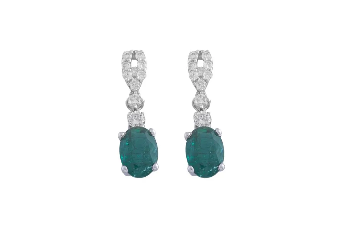 حلق الماس مع حجر زمرد من لابيز Lapis