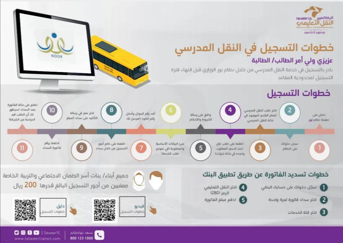 «تعليم ينبع» تحدد خطوات التسجيل في خدمة النقل المدرسي - الصورة من حساب إدارة تعليم ينبع على تويتر