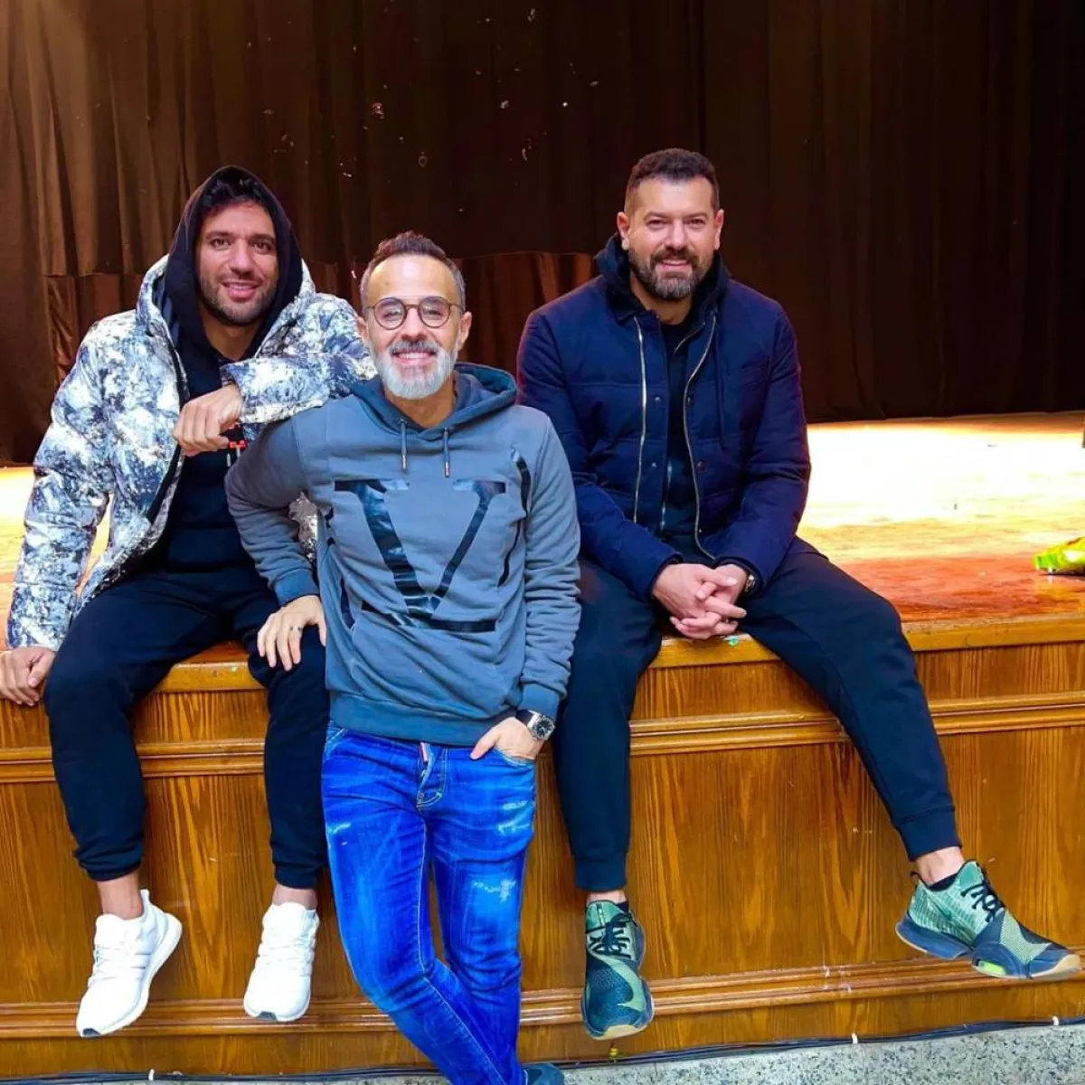 حسن الراد والمنتج حمدي بدر والفنان عمرو يوسف - الصورة من حساب حسن الرداد على انستغرام