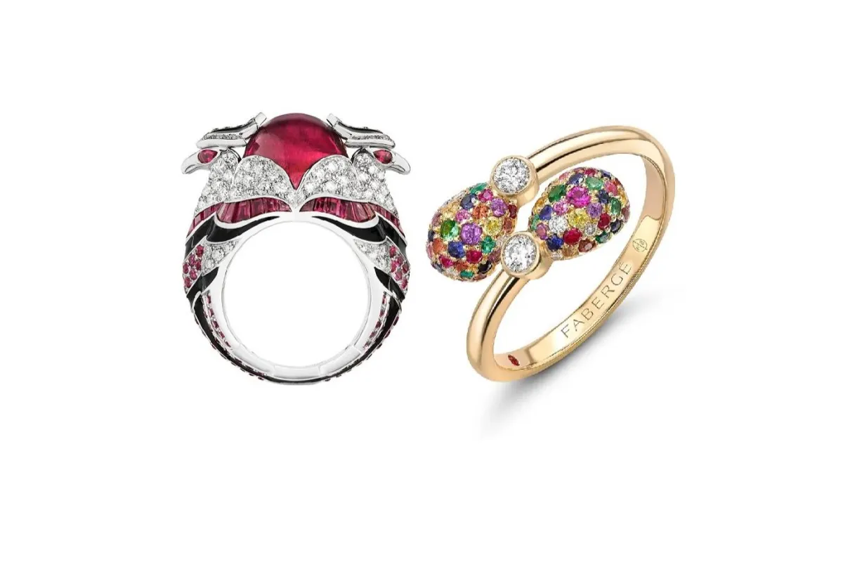 موديلات خواتم مرصّعة بالأحجار الكريمة الملونة موضة شتاء 2022