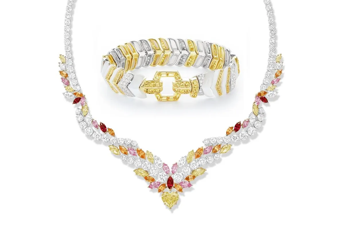 مجوهرات مرصوفة بالأحجار الكريمة الصفراء لإطلالة فاخرة للعروس