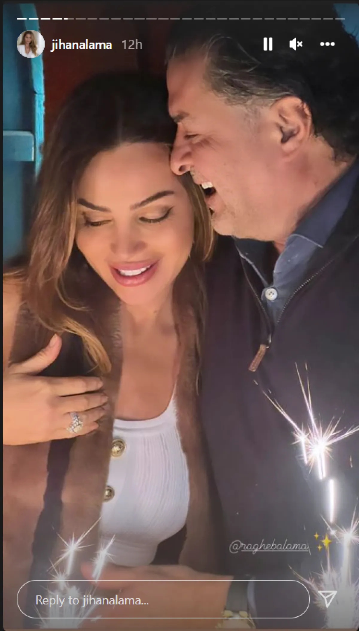 راغب علامة وزجته جيهان علامة - الصورة من ستوري حساب جيهان على انستغرام