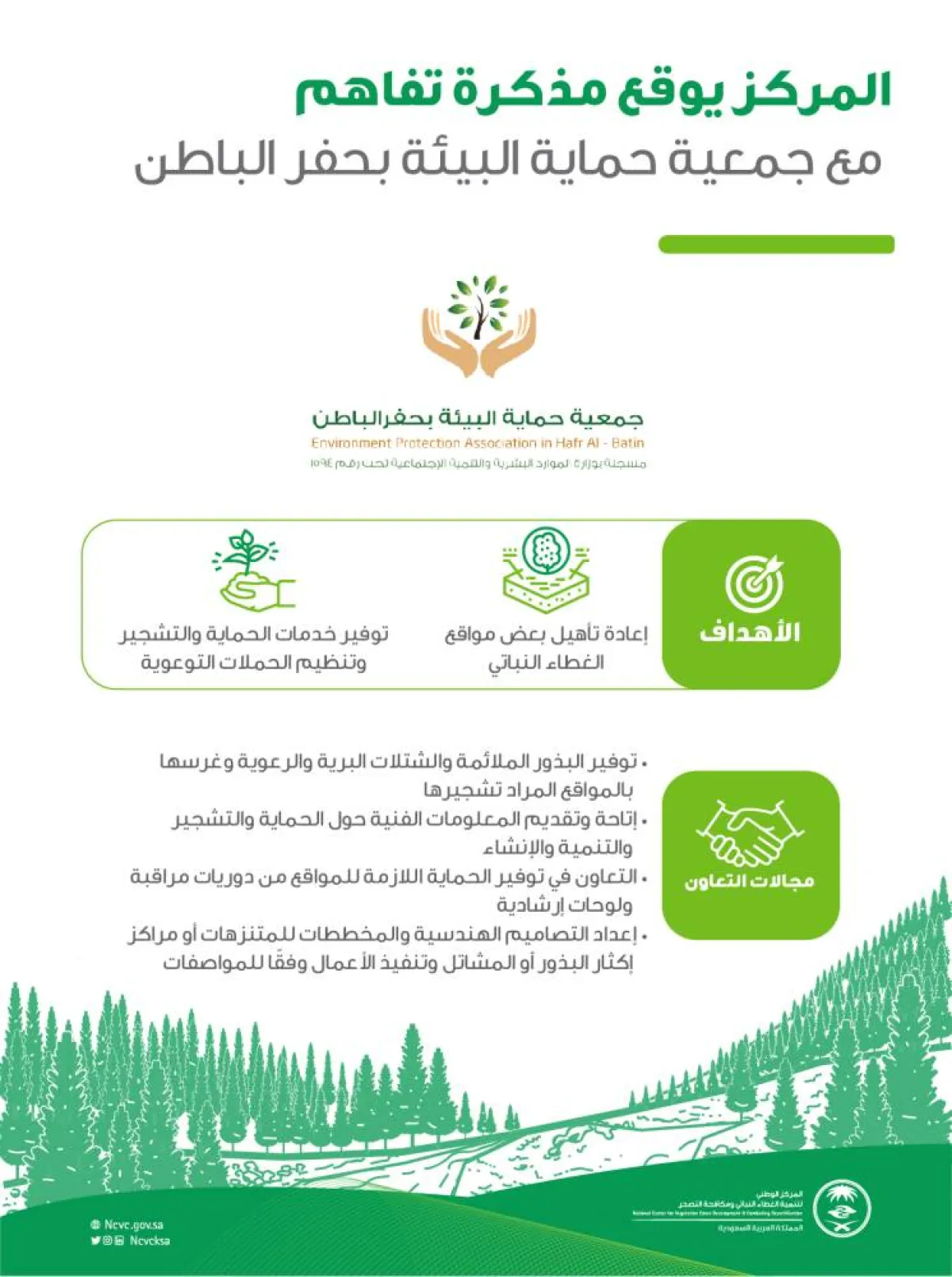 توقيع مذكرة تفاهم بين مركز الغطاء النباتي وجمعية حماية البيئة - الصورة من حساب المركز على تويتر