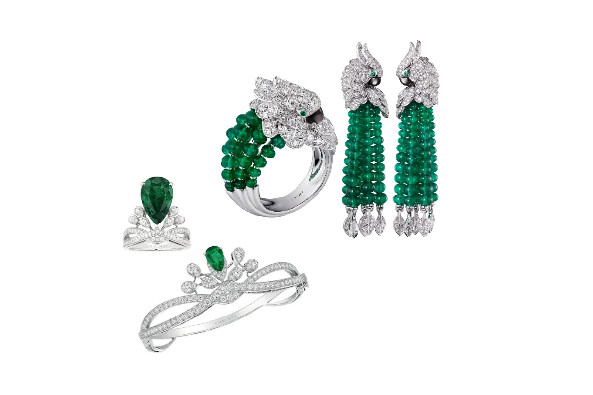 موديلات أطقم الماس مع الزمرد