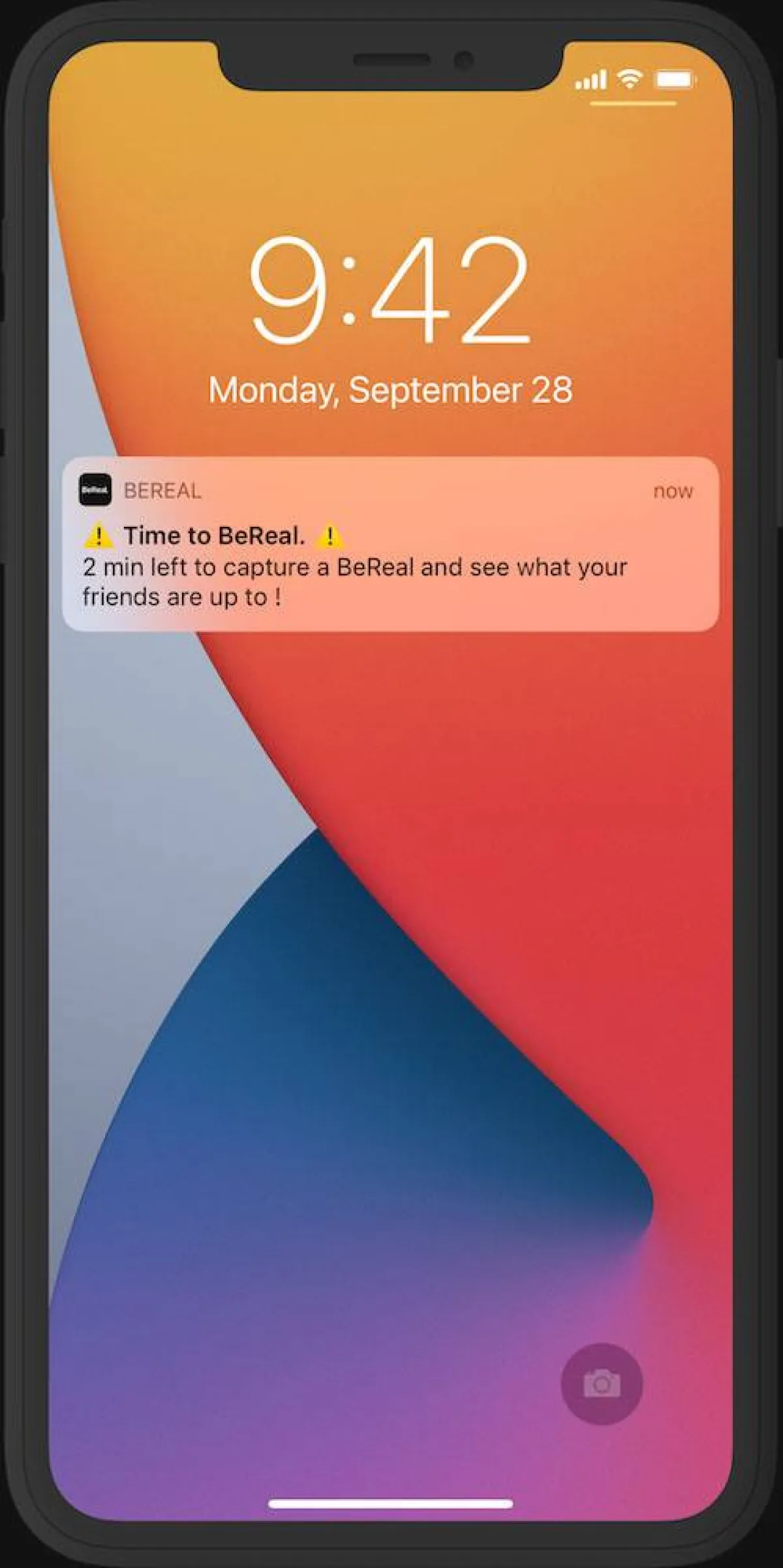 صورة للتنبيه عبر تطبيق BeReal