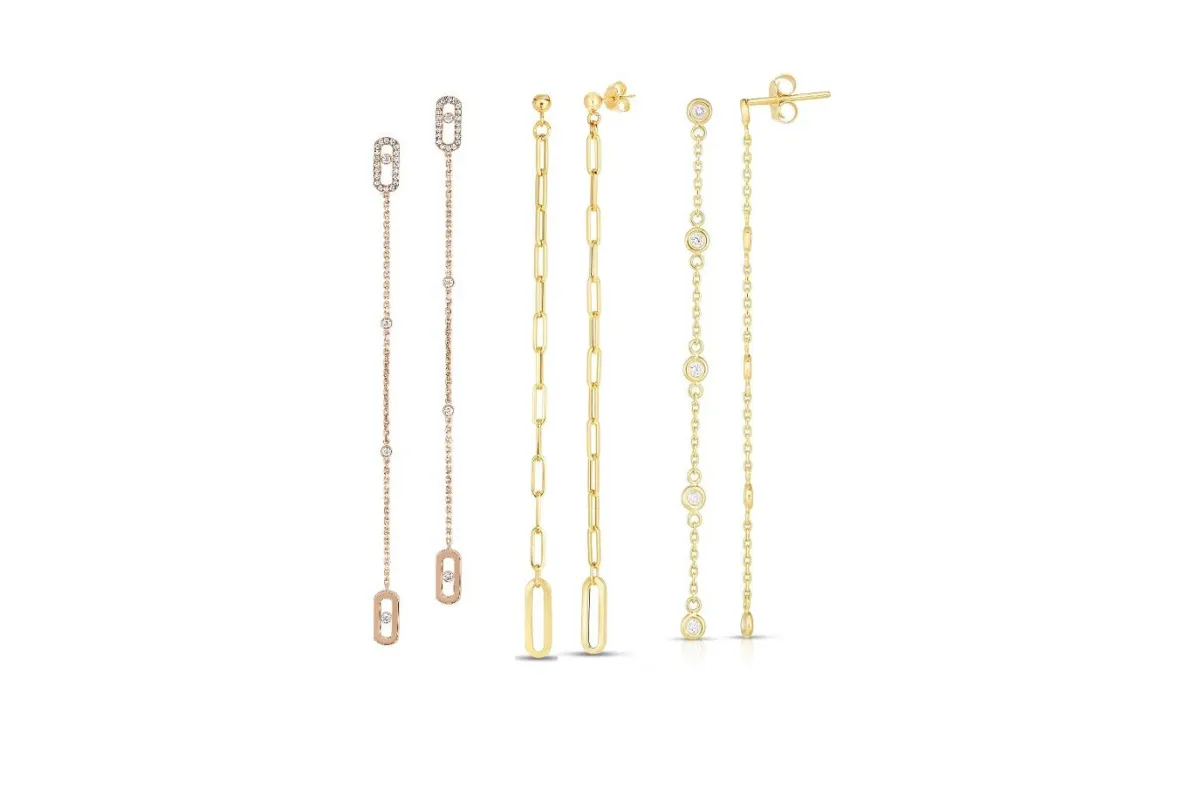 أقراط طويلة تصل إلى مستوى الكتف