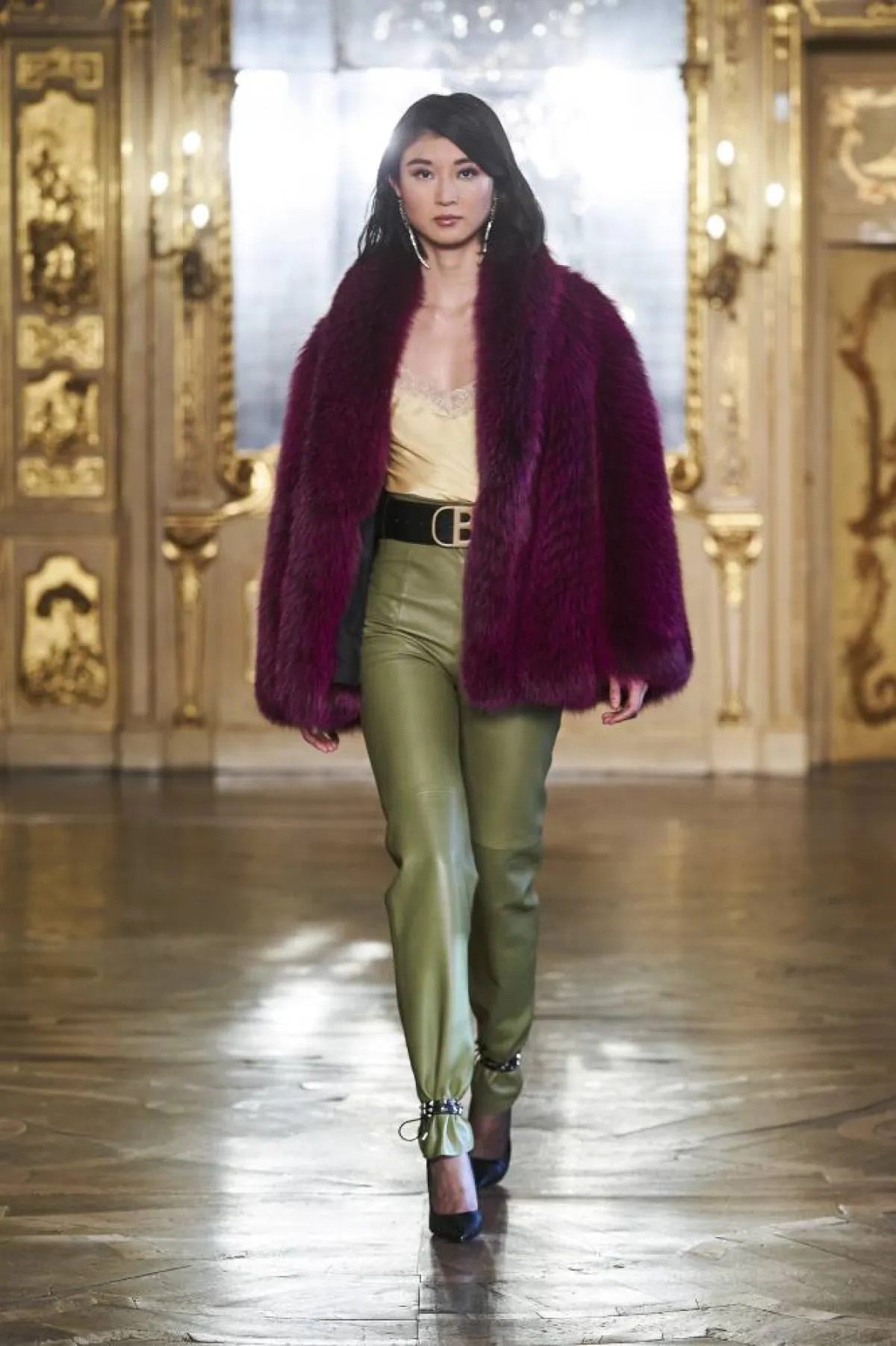 بنطلون أخضر جلد من براسكي Braschi   