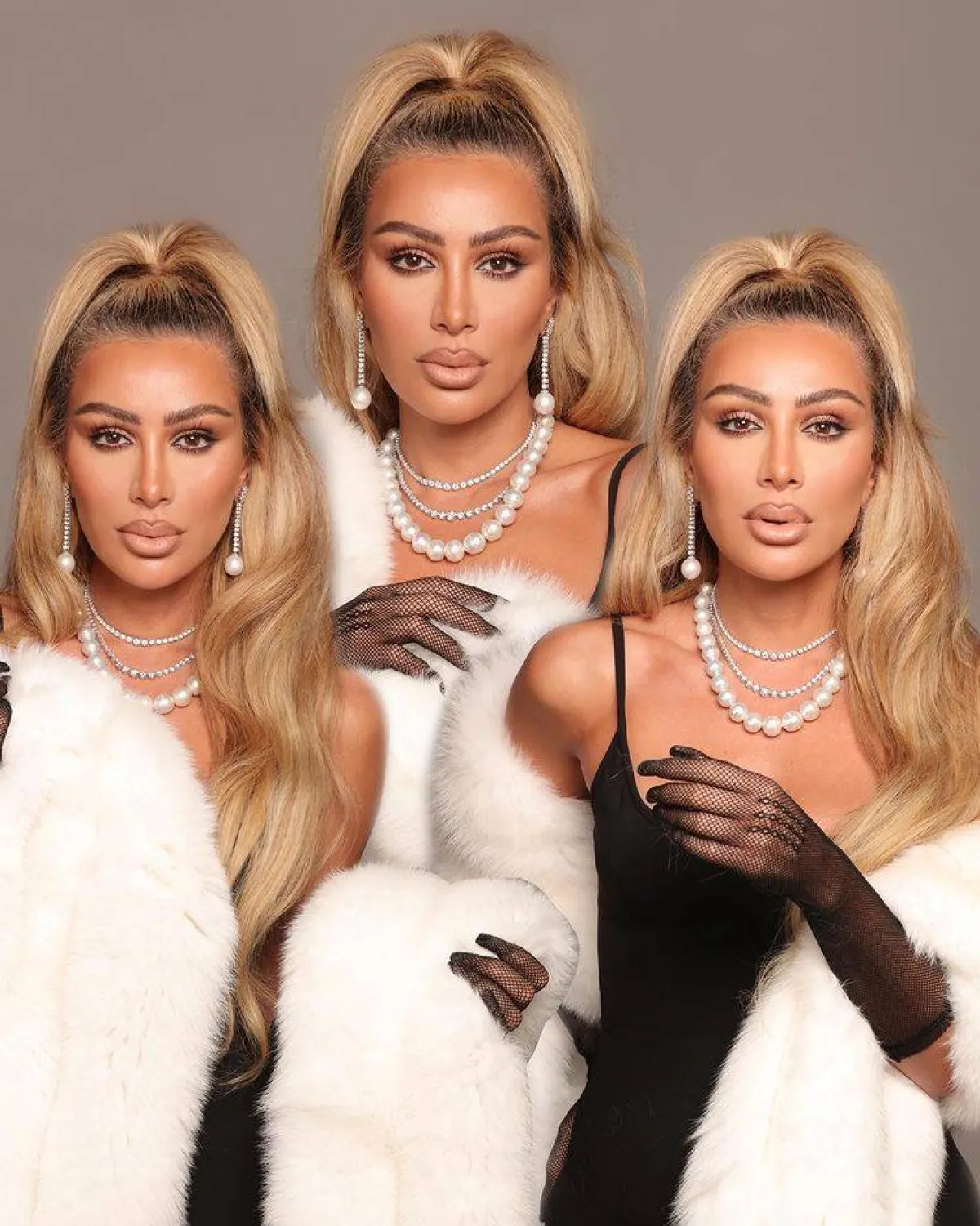 تنسيق قلادة اللؤلؤ مع الماس-الصورة من حساب مايا دياب على انستغرام