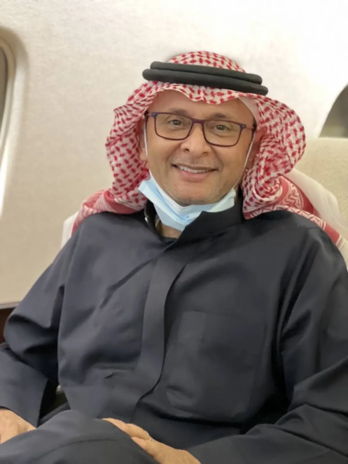 عبدالمجيد عبدالله متجها الى الرياض أُناء احياء حفل رياض تريو نايت - الصورة من حسابه على تويتر