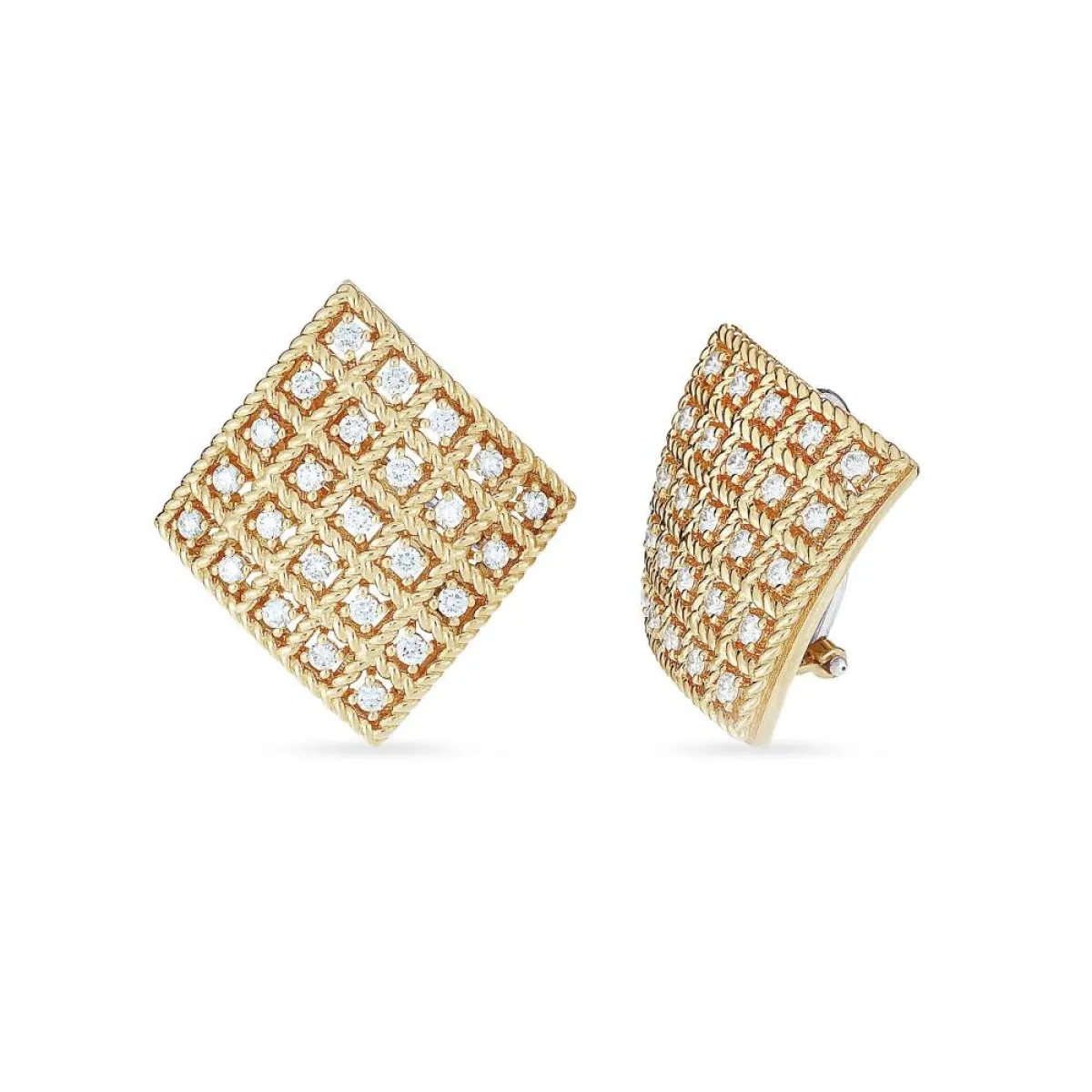 أقراط ذهب مربعة من Roberto Coin