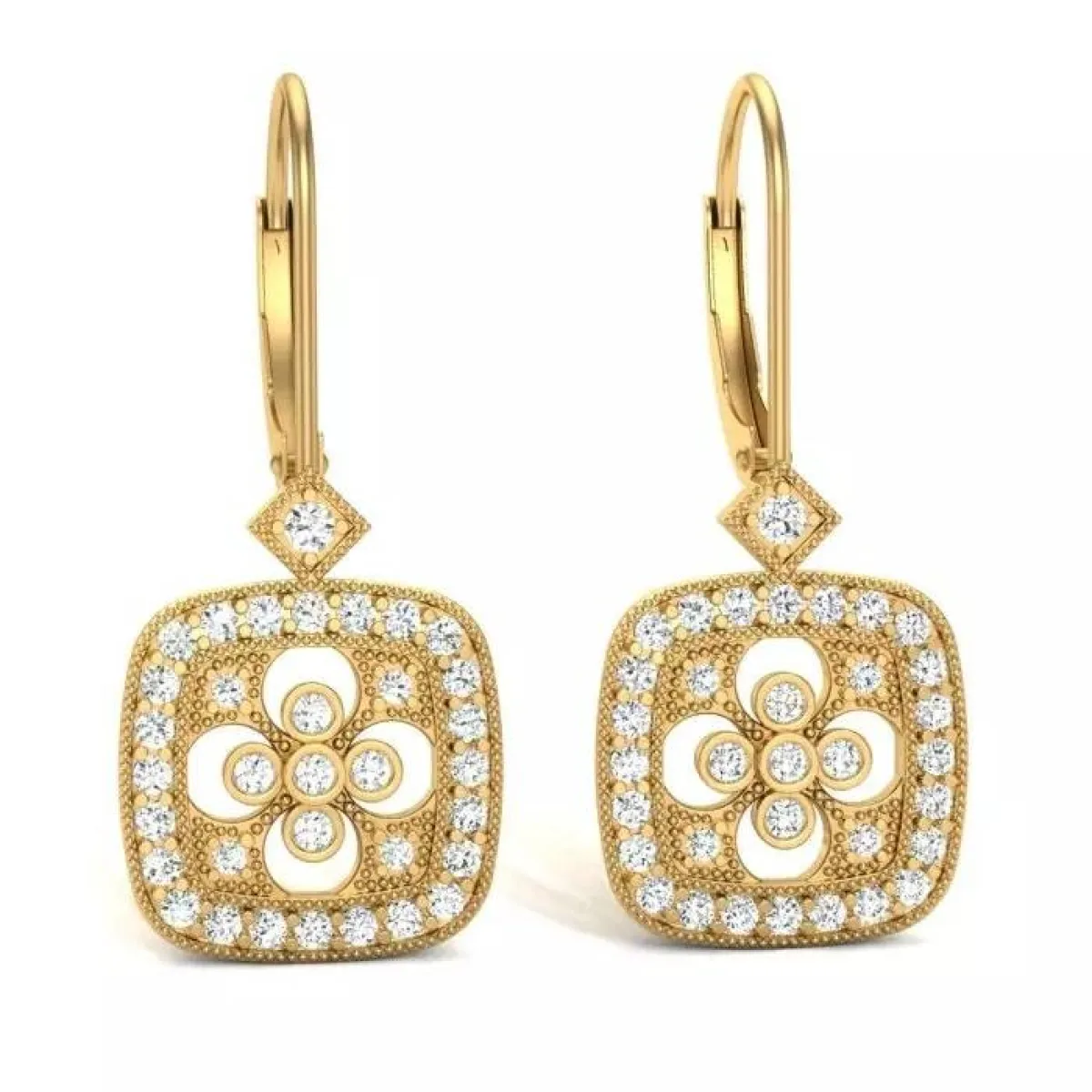 أقراط ذهب مربعة من Genovese Jewelers