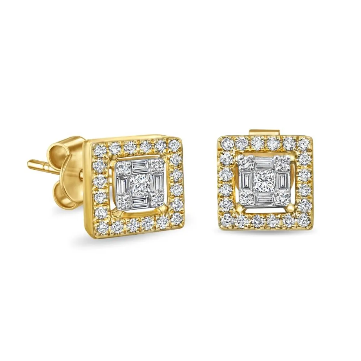 أقراط ذهب مربعة من Aquae Jewels 