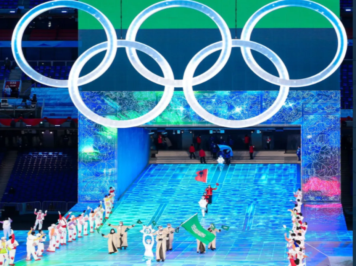 علم السعودية يزين حفل افتتاح الأولمبياد الشتوي- الصورة من حساب الأميرة ريما على تويتر