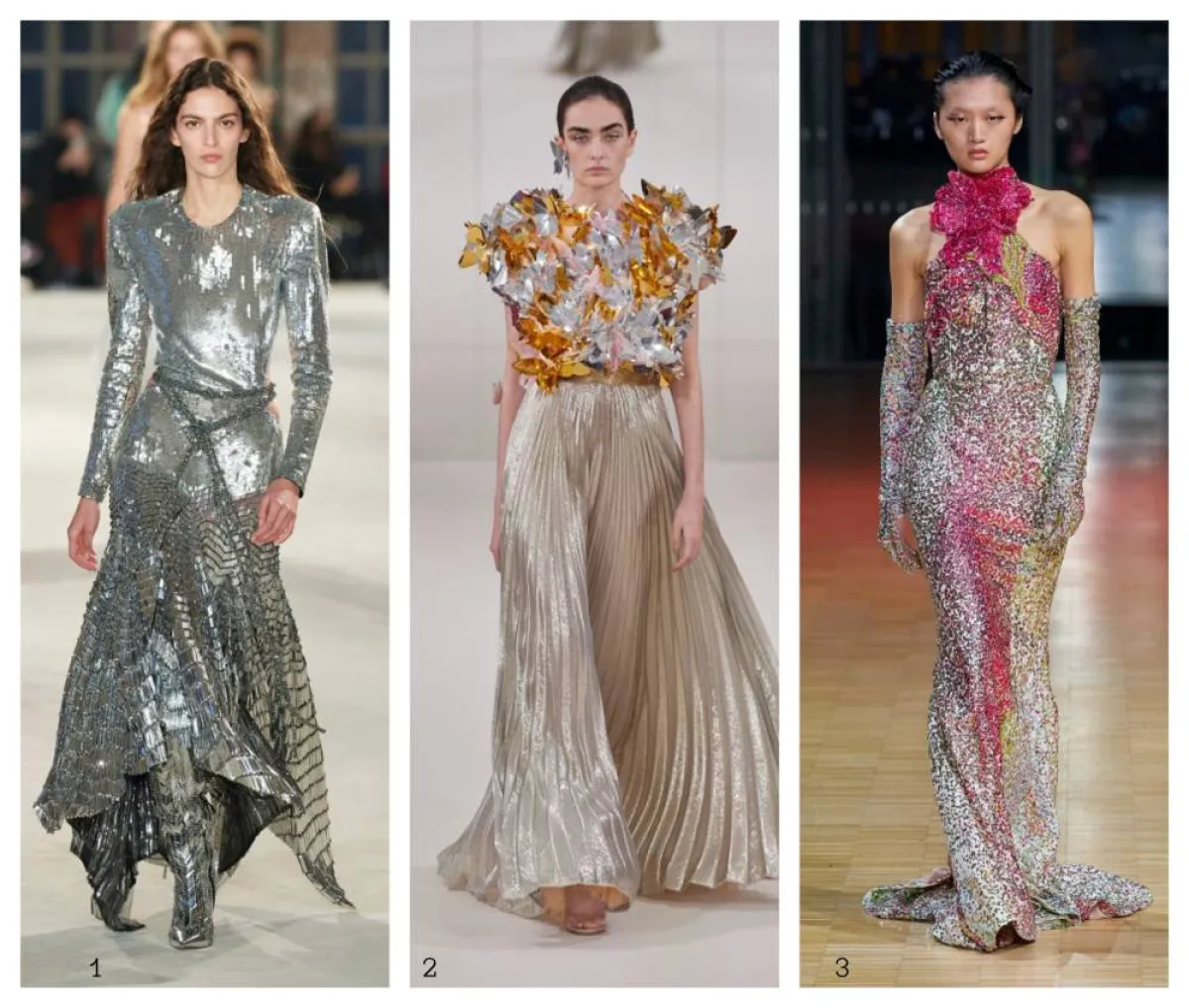 فساتين ميتاليكية براقة من اسبوع باريس للموضة الراقية 