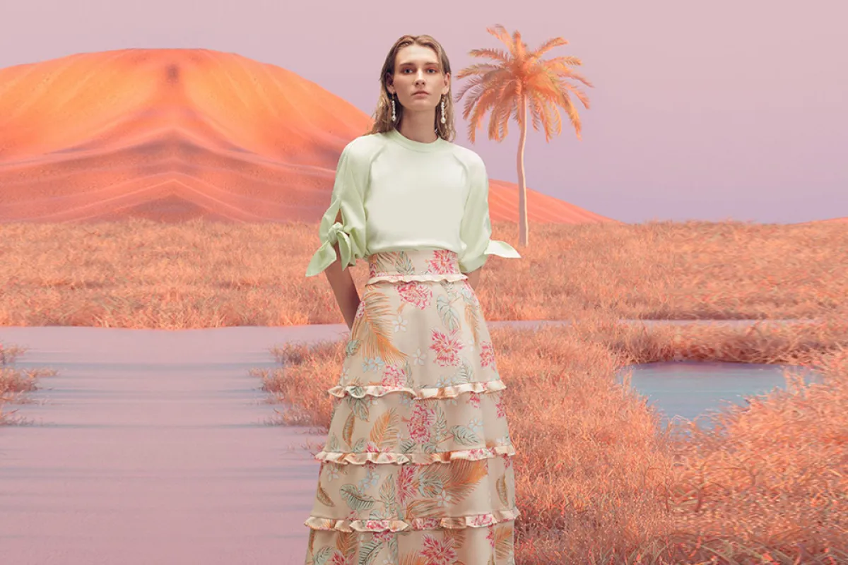 تنورة ميدي بنقوشات الورود  من أديم  Adeam