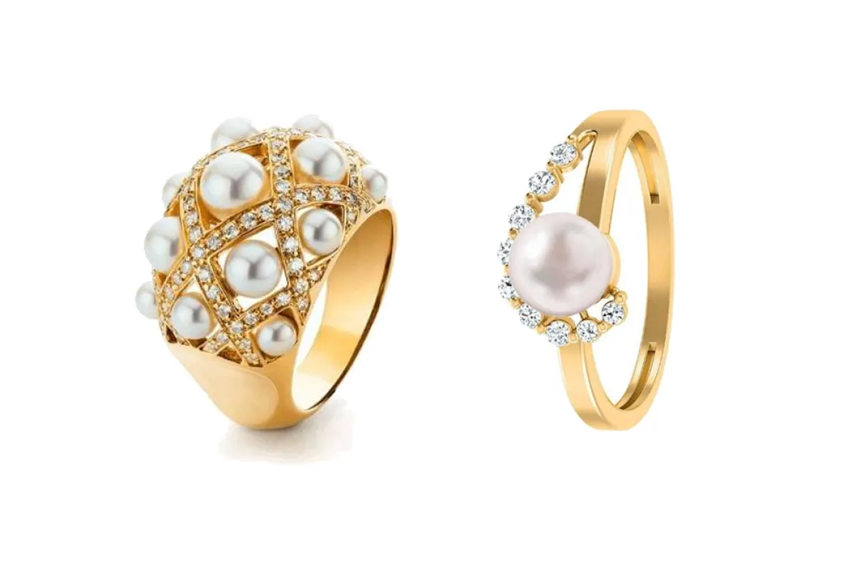 موديلات خواتم ذهب ولؤلؤ لإطلالة جذابة