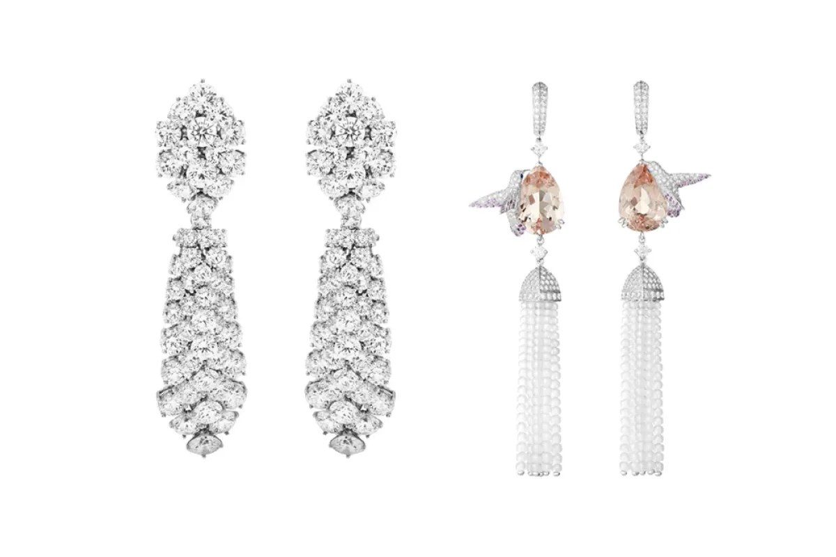 أقراط كبيرة مرصعة بالألماس لإطلالة فخمة لعروس 2022