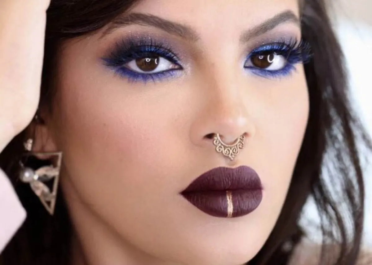 مكياج العينين الأزرق من نجلاء زيني -الصورة من حسابها على الانستغرام