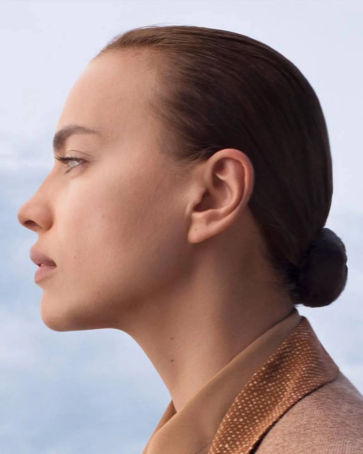 ايرينا شايك بتسريحة الكعكة المنخفضة