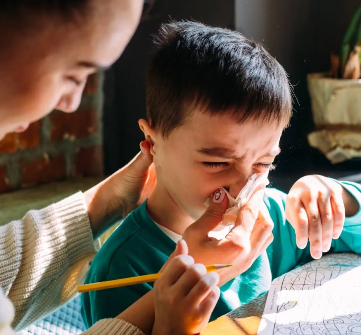 صورة لطفل يعاني من الحساسية التنفسية